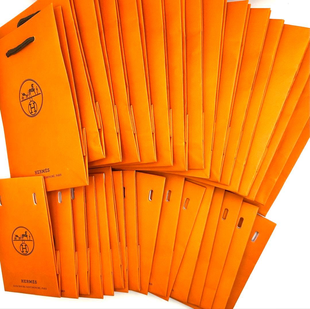 【新品未使用級】エルメス 正規品 ショッパー32枚 オレンジ 紙袋 小さいサイズ
