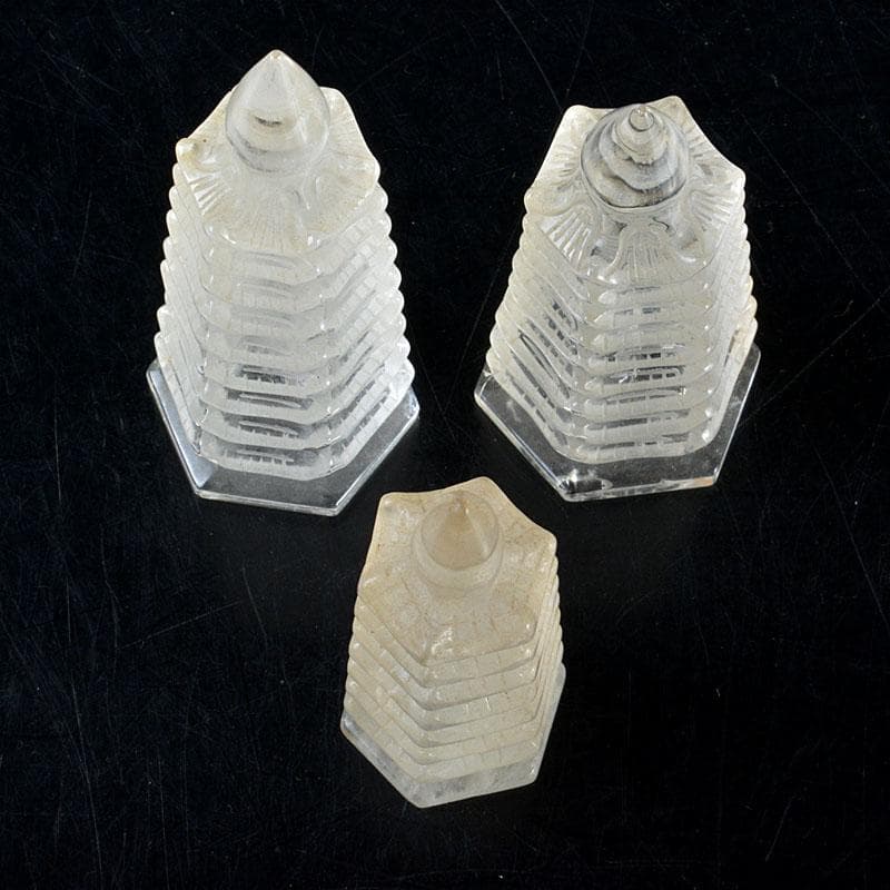 天然石　水晶　文昌塔　風水　縁起物　３点まとめて　Ｖ　6874