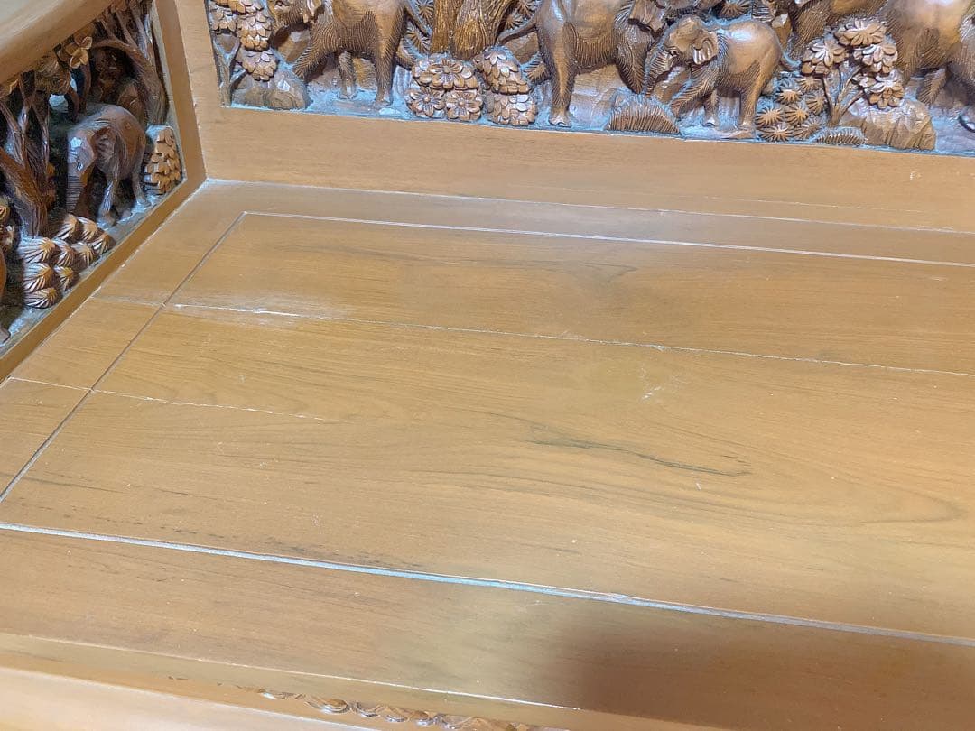 応接セット　アジアンスタイル 木製　象の彫刻