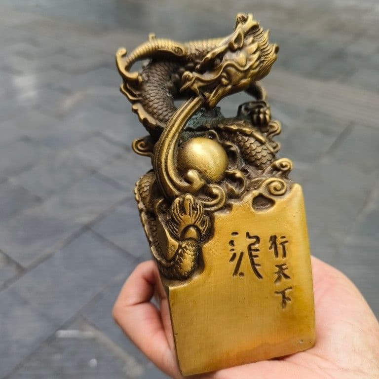 銅器 印章 竜行天下印 文房四宝 書道具 文房具 工芸品美術品 置物