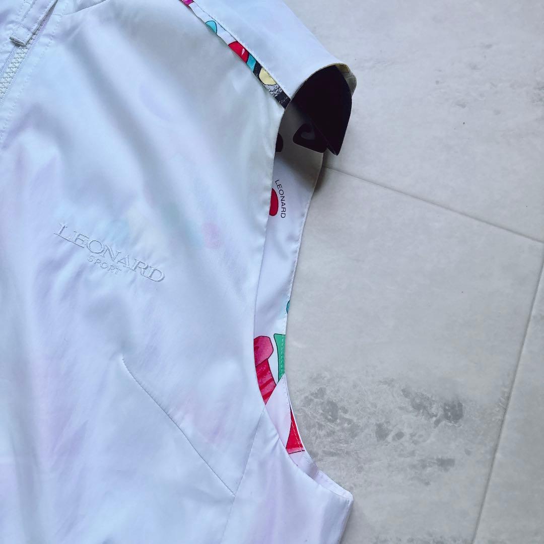 未使用級✨レオナール スポーツ リバーシブル ベスト ロゴ 花柄 XL