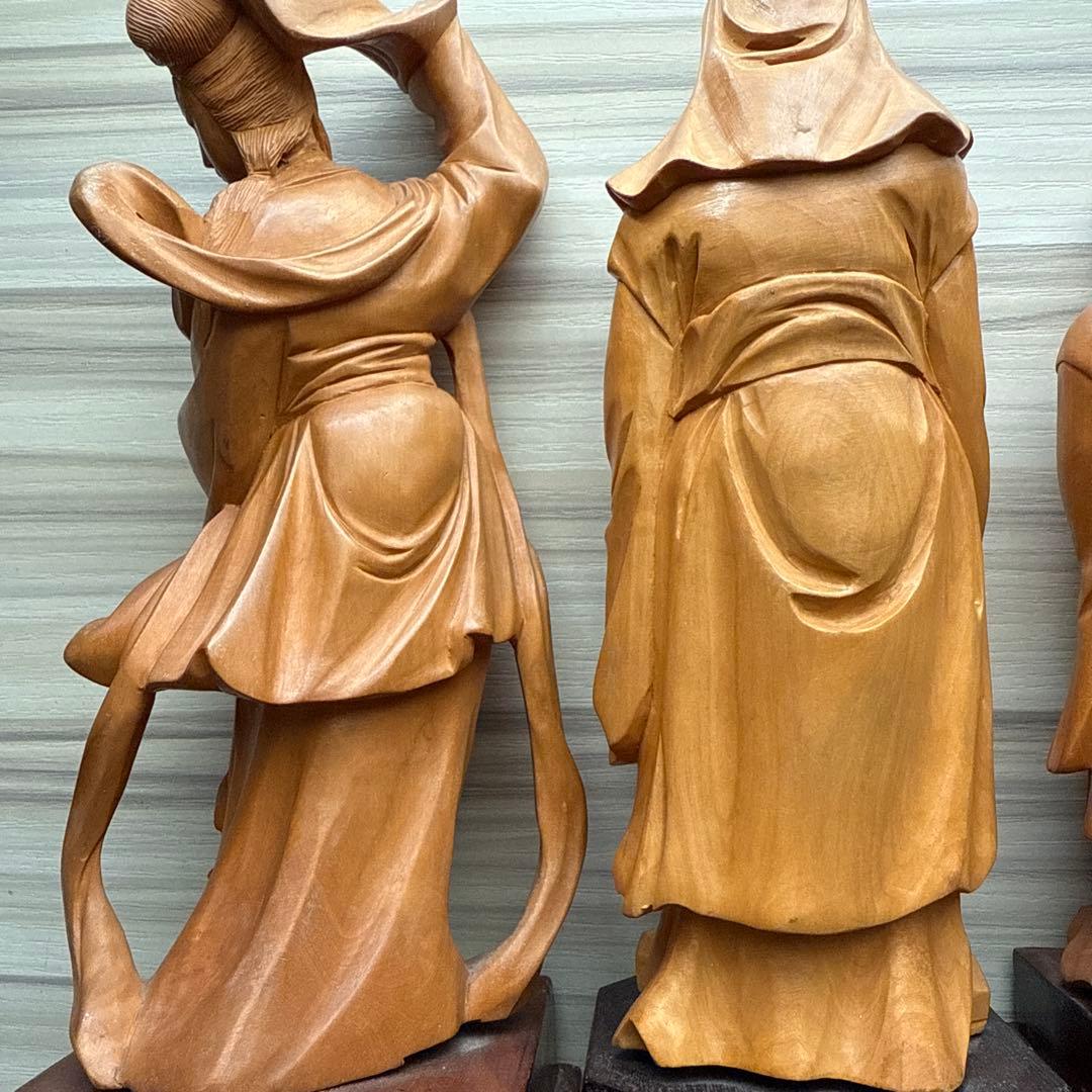 木製置物 4点まとめ売り 木彫り 中国製シールあり