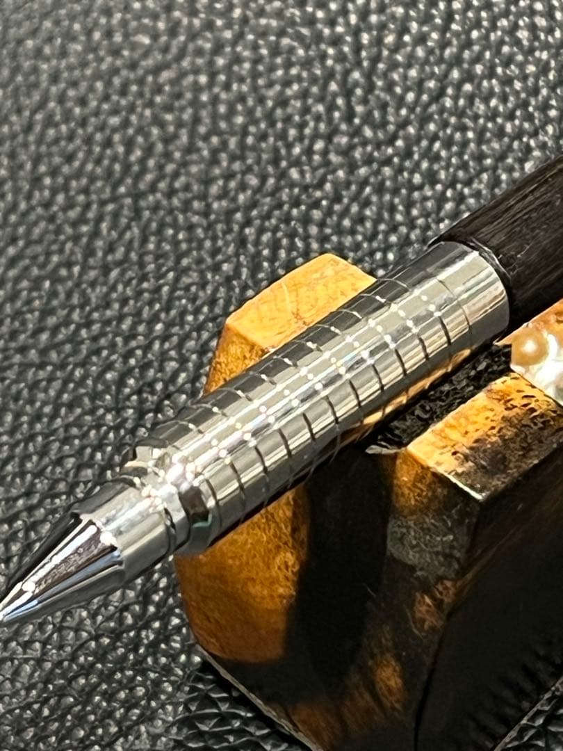 海　pmg用木軸　黒檀12角軸　ステンレスグリップ+2