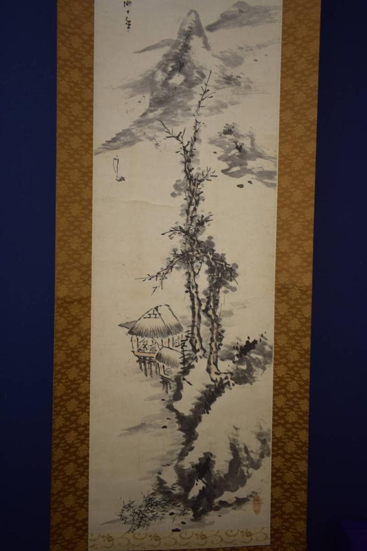 真作/河村虹外/山水/人物/帆船/画賛/布袋屋掛軸HI-923