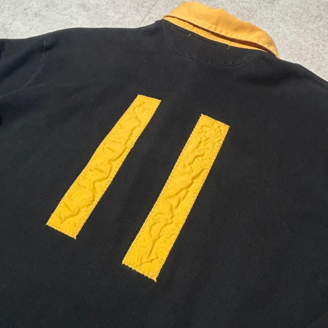 【ポロスポーツ】長袖ラガーシャツ　刺繍ロゴ　背番号　イエローブラック