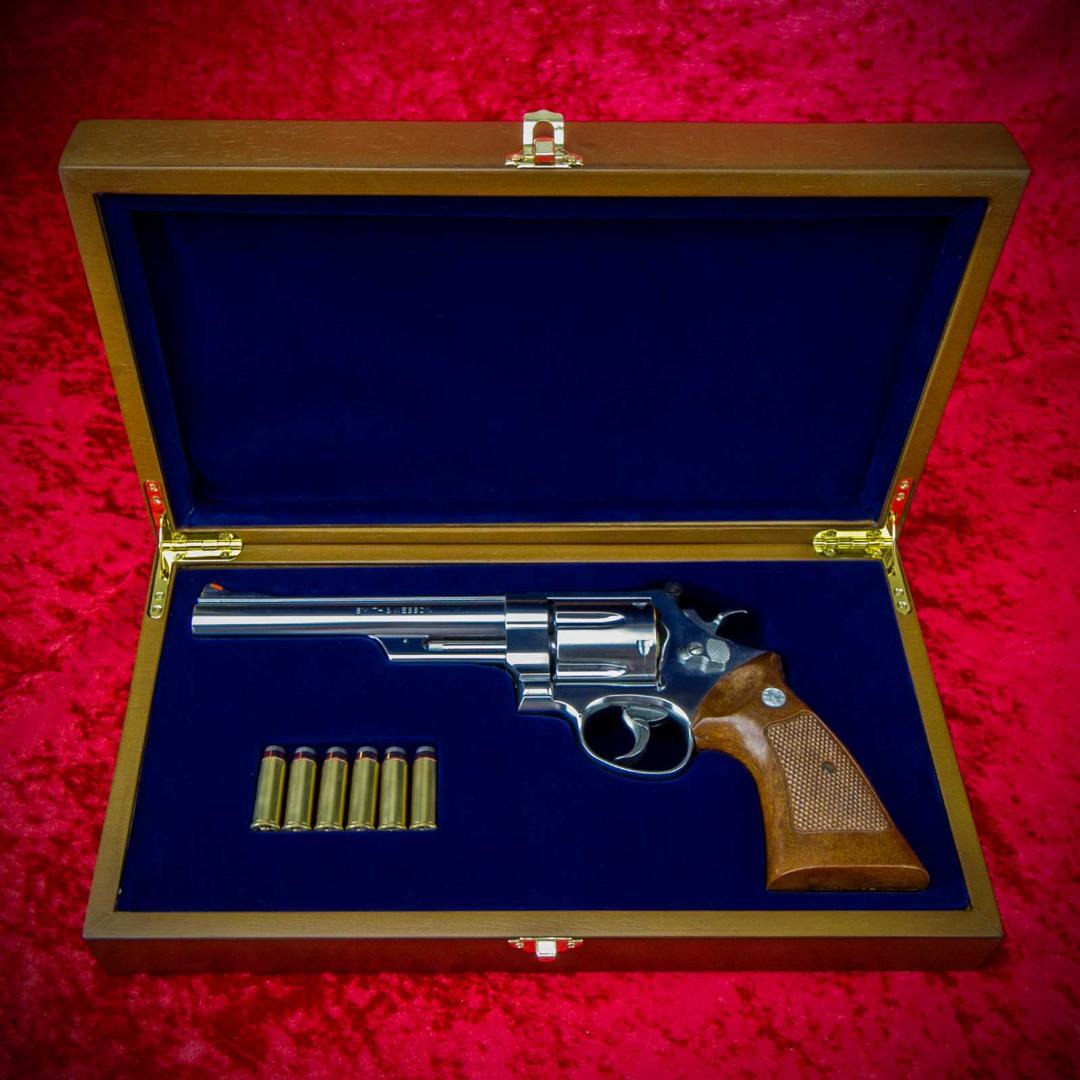 S＆W M29(6.5inch) 用 高級木製化粧箱 GUNケース (Blue)