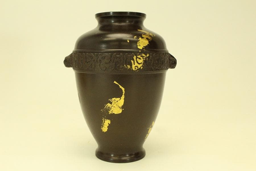 青銅宣徳 壷 共箱 未使用 美品(ZE427)