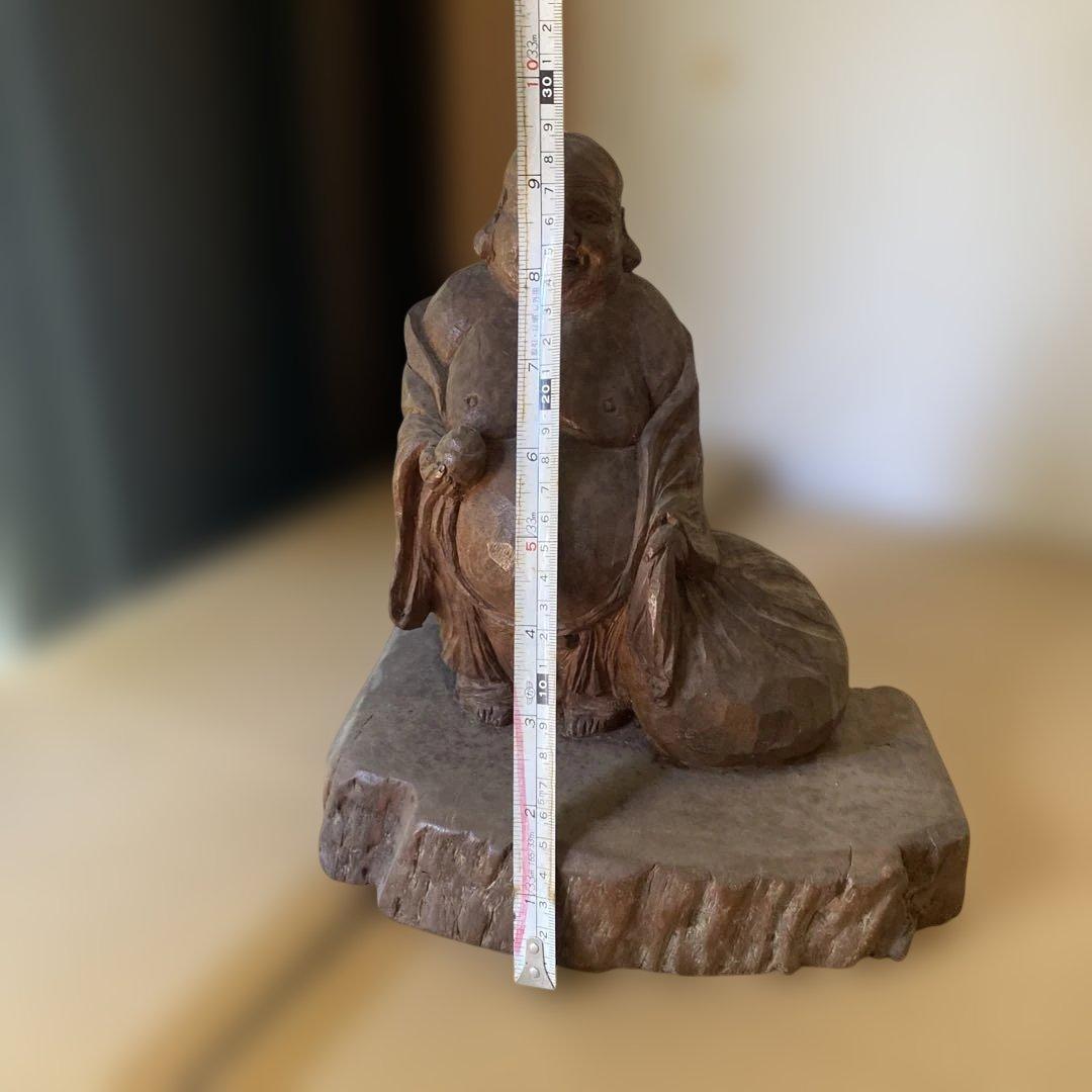 木製 笑顔の仏像 約30cm 彫刻　オブジェ　布袋様