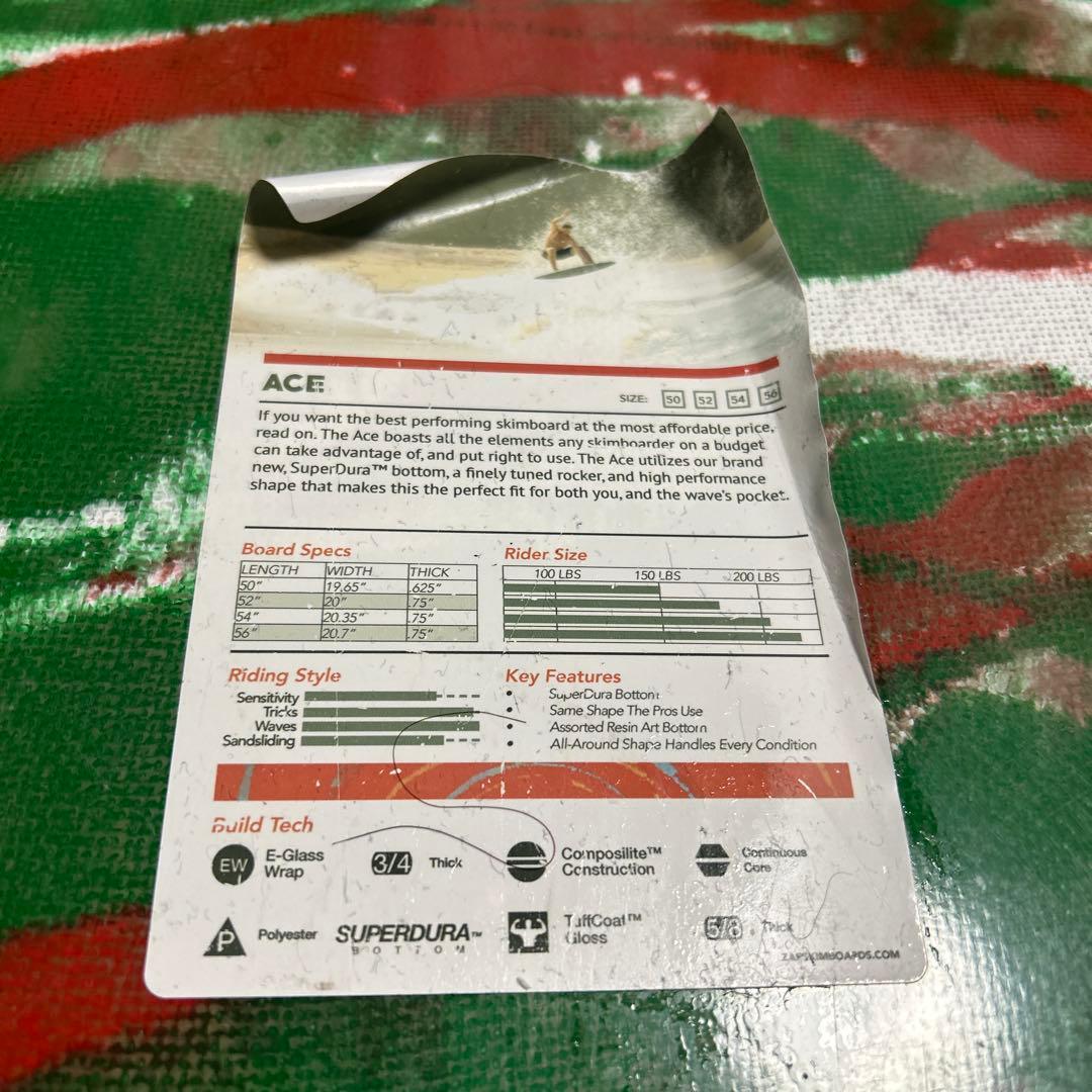 ZAP ACE 50.FIFTY スキムボード ホワイト