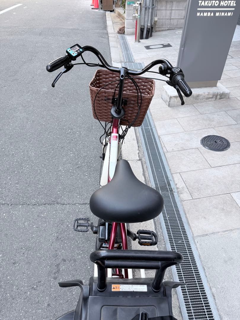 赤 電動アシスト自転車 チャイルドシート付き