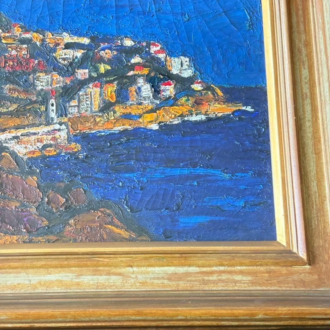 小野政吉「ニース」油彩 額装 東光会顧問 師/熊岡美彦 油絵 B