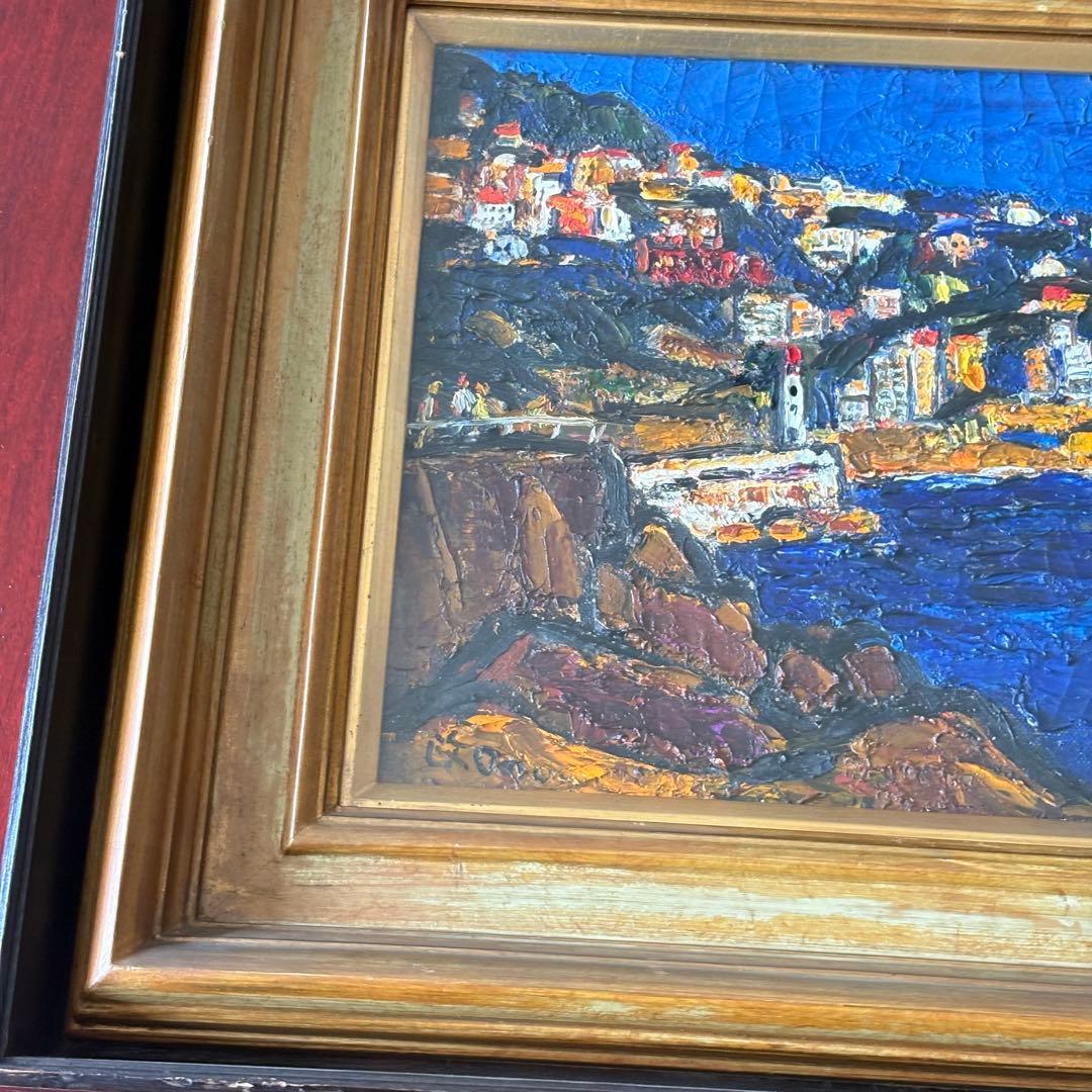 小野政吉「ニース」油彩 額装 東光会顧問 師/熊岡美彦 油絵 B