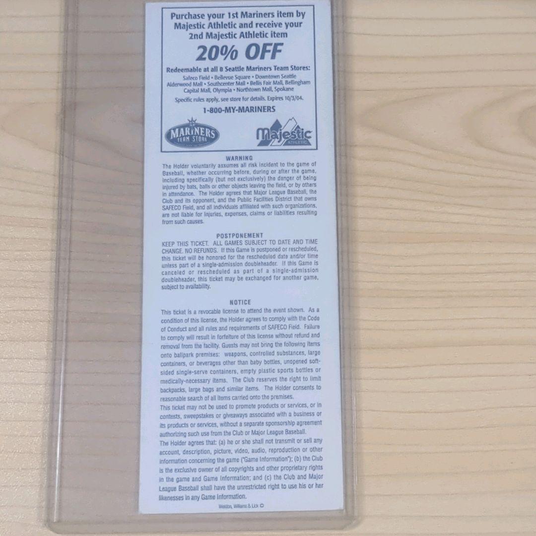 イチロー　MLB殿堂入り記念　年間最多安打k記録更新日試合チケット3枚セット