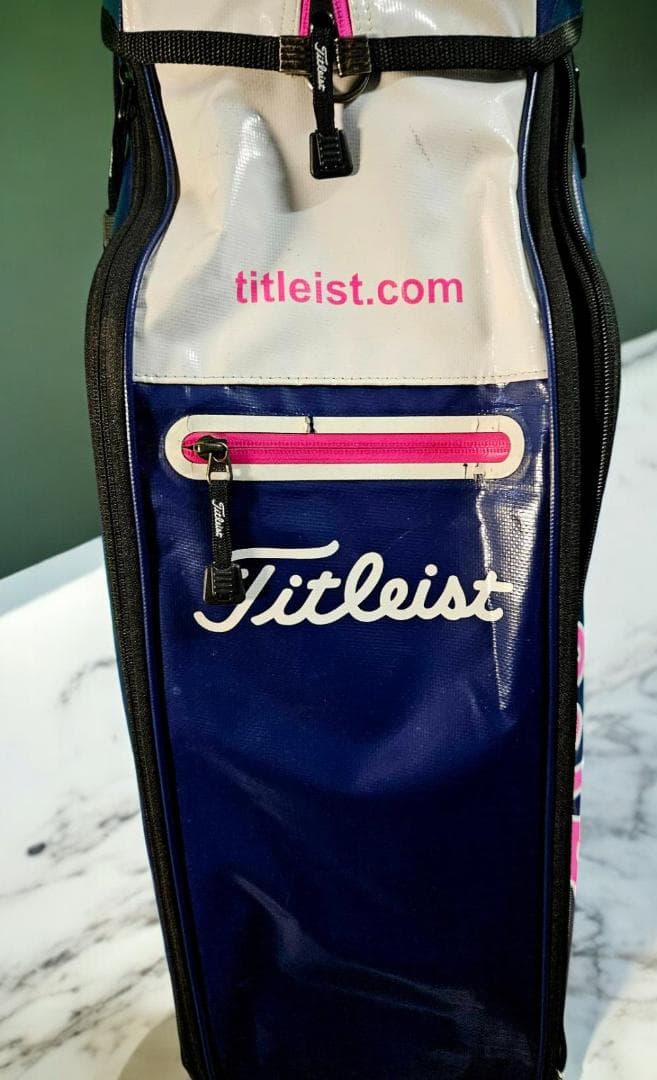 超高級美品　Titleist 高級エナメル/キャディ/ ネイビー/ピンク