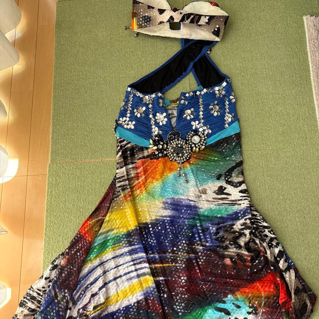 カラフルなレオパード柄ベリーダンスワンピース