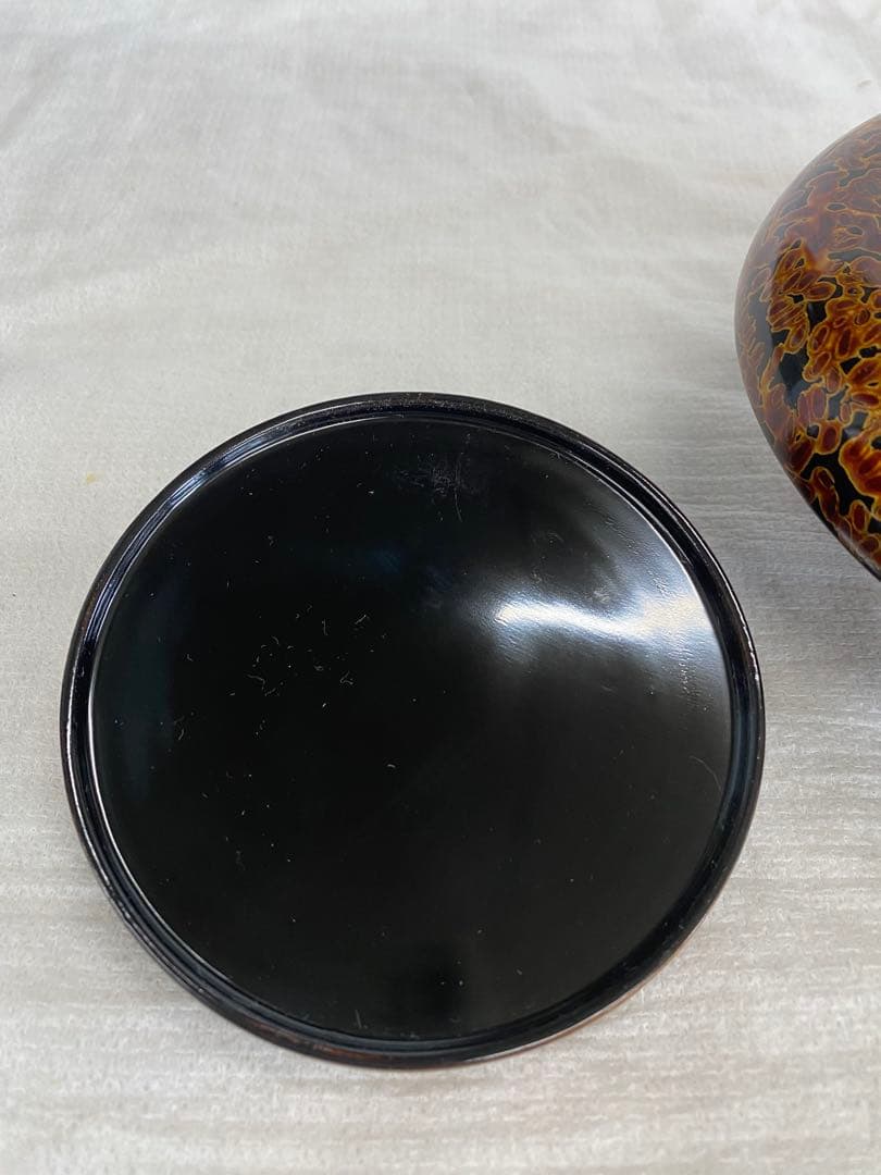 献茶台木製　虫喰塗　新品箱付き