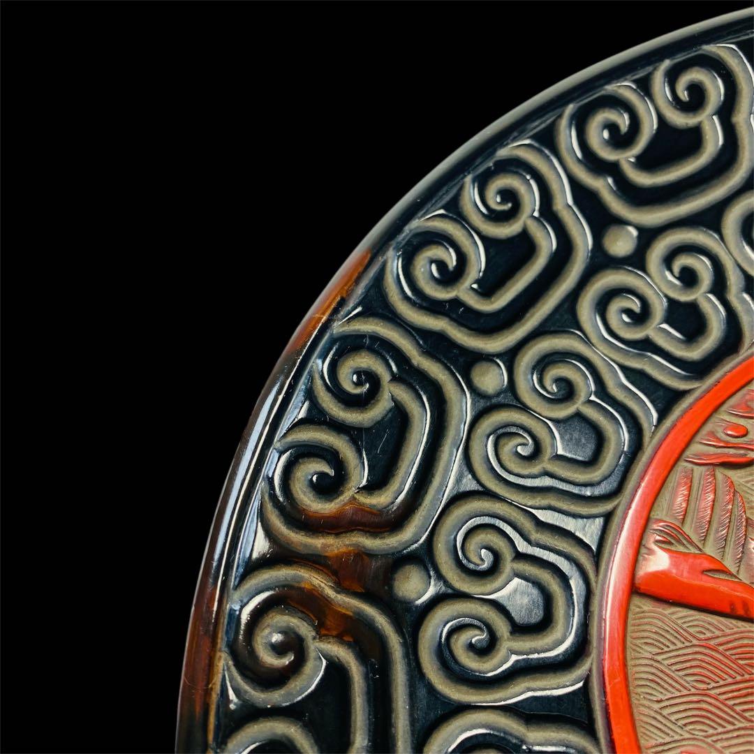 中国古玩 倶利堆朱盆 丸盆 漆器 漆芸 骨董品 時代品 美術品