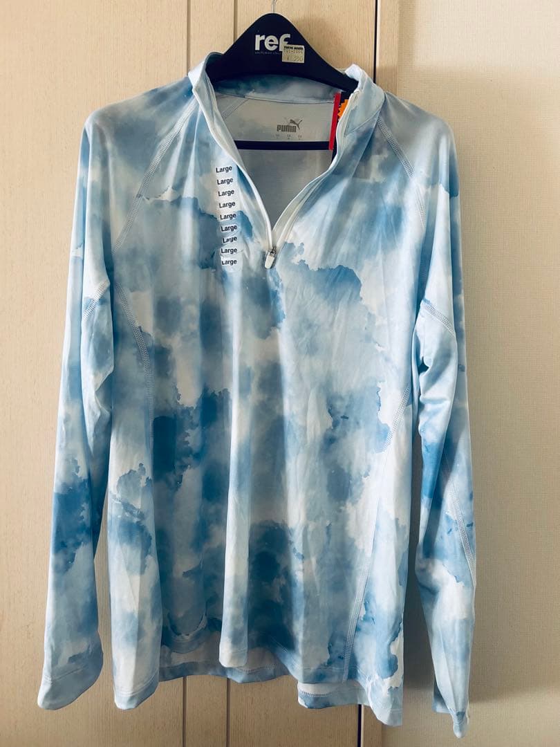 水色のハーフジップウィンドブレーカーLサイズUVケア