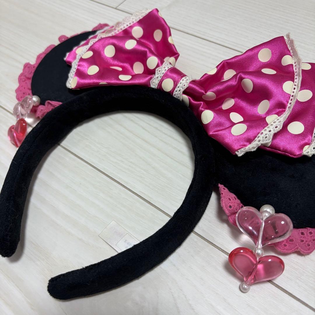 ミニー カチューシャ リボン ドット イヤリング ディズニー 希少 美品