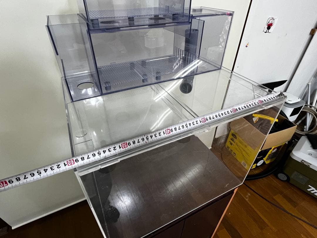 アクリル水槽 上部濾過槽　キャビネット付き　引き取り限定