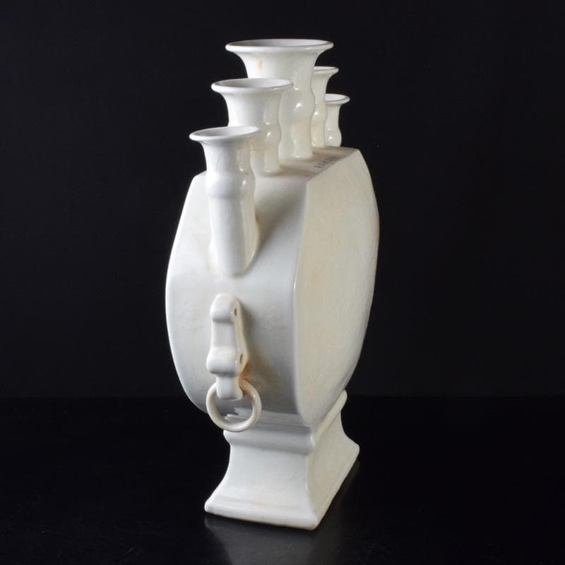 中国　大明宣徳年製　白磁　遊環　雲龍鳳凰文瓶　多口瓶　M　7311A