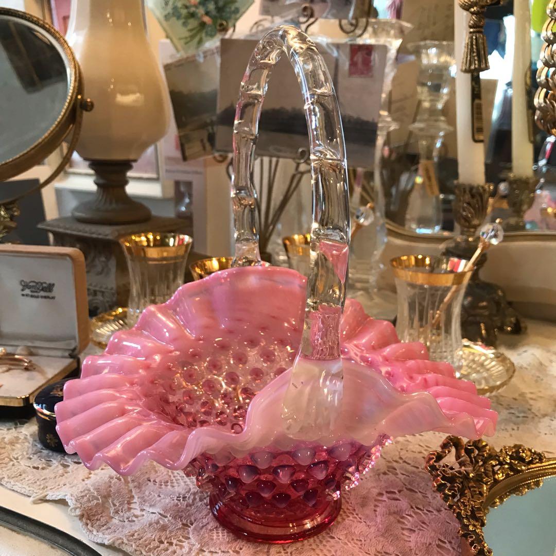 フェントン クランベリーオパールセント アンティークantique USAガラス