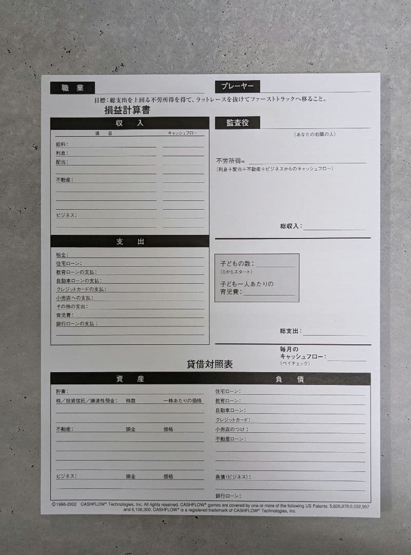 【日本語版】キャッシュフロー101 ボードゲーム　金持ち父さん　ロバートキヨサキ