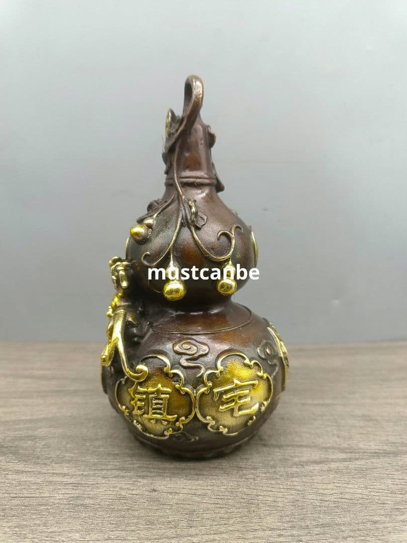 銅 細工 竜頭瓢簞 招財 納福 開運 風水 客間 玄関 装飾品 工芸品 置物