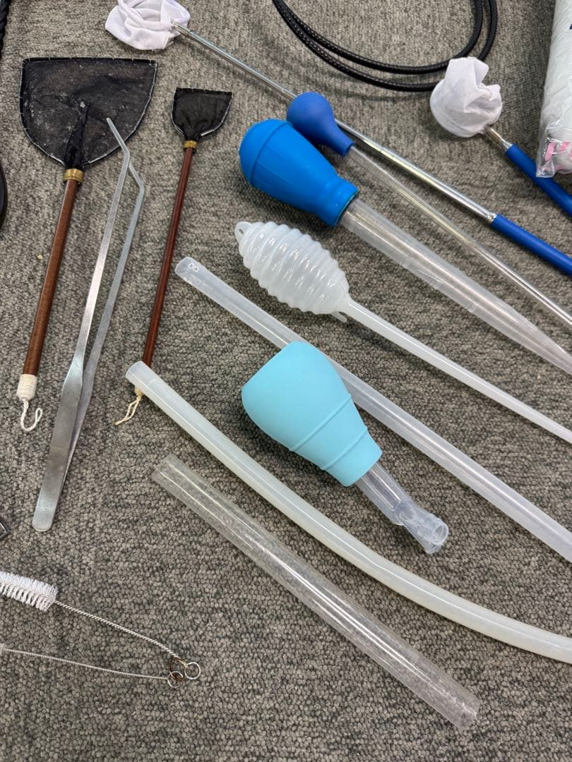 【業務用メダカセット】網 水温計 スポイドなど 中古 水槽掃除用具セット