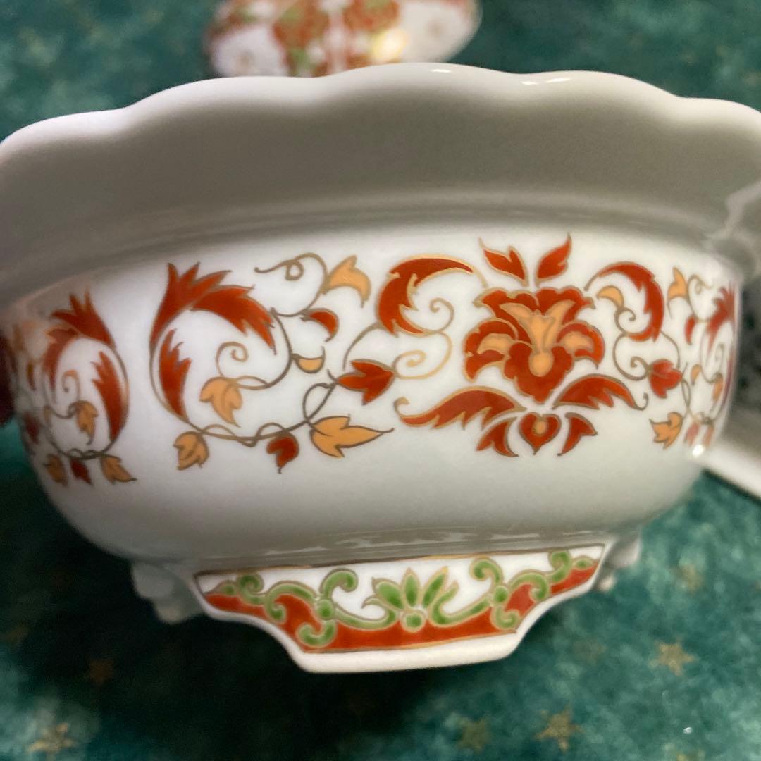 蓋付き器　錦松梅　光峰作　足付　希少