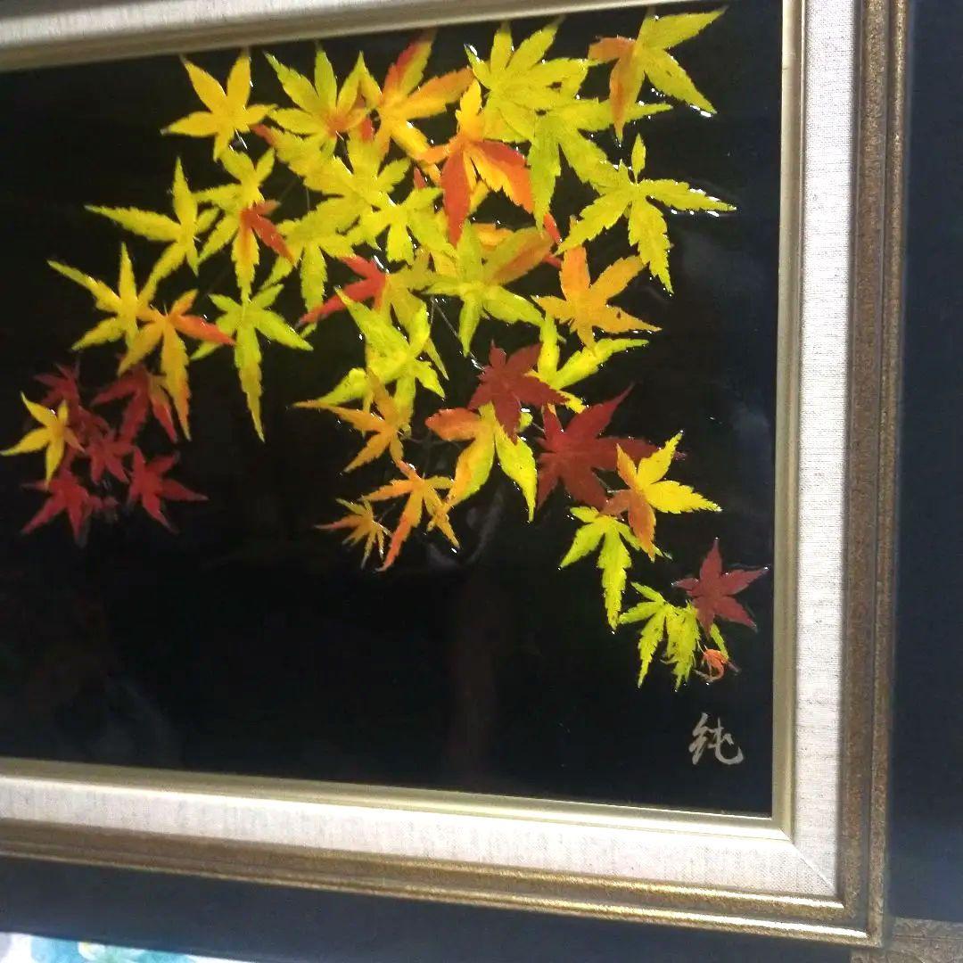 日本絵画 漆画・七宝？木製額