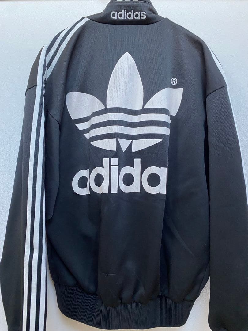 90s アディダス デサント製 セットアップ ジャージ XO 黒　ビッグロゴ