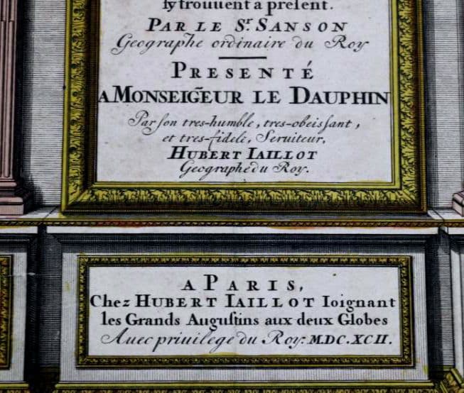 西洋古地図　大型　17世紀　H. Jaillot 地図帳のタイトル（扉絵）稀少
