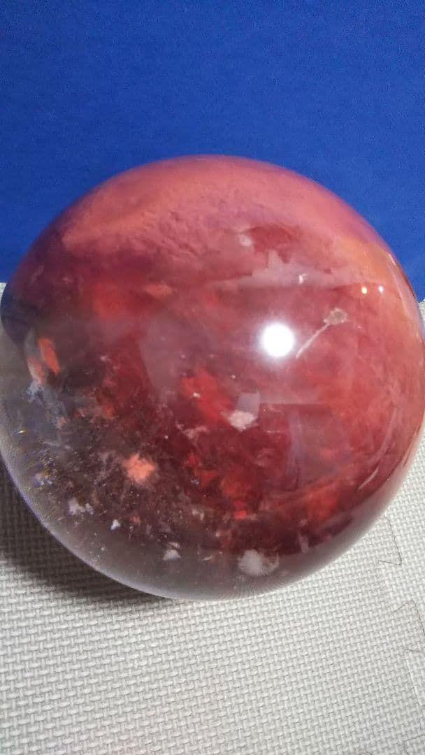 超巨大 溶練水晶球 約7.4Kg 直径18cm  水晶玉 紅蓮 紅 赤