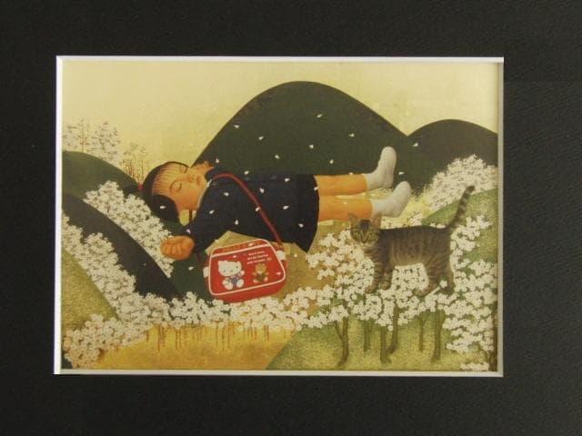 渡部満、【夢みる奈緒子】、希少な限定額装用画集画、新品高級額 額装付