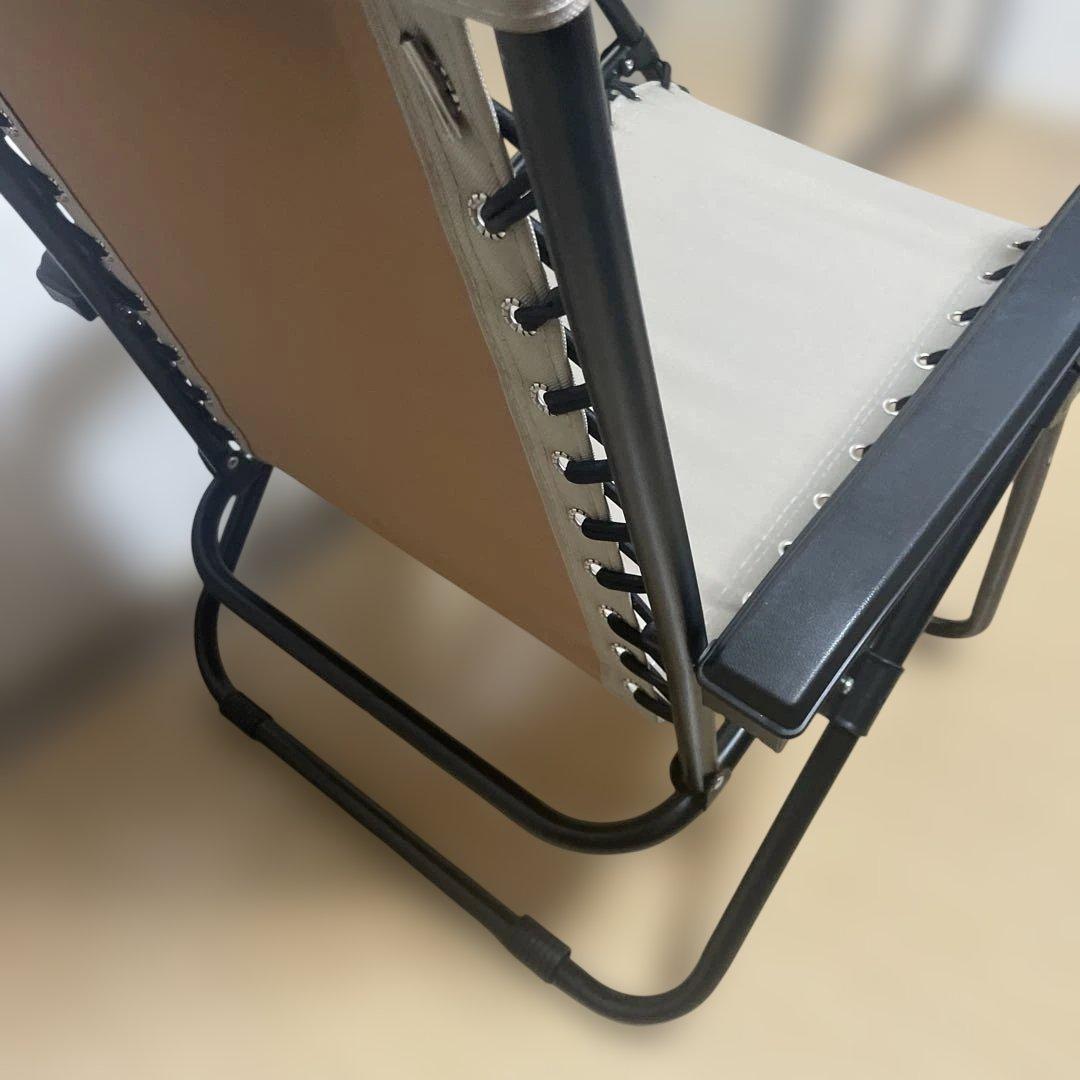 リクライニングチェア ヘッドレスト付き ベージュ