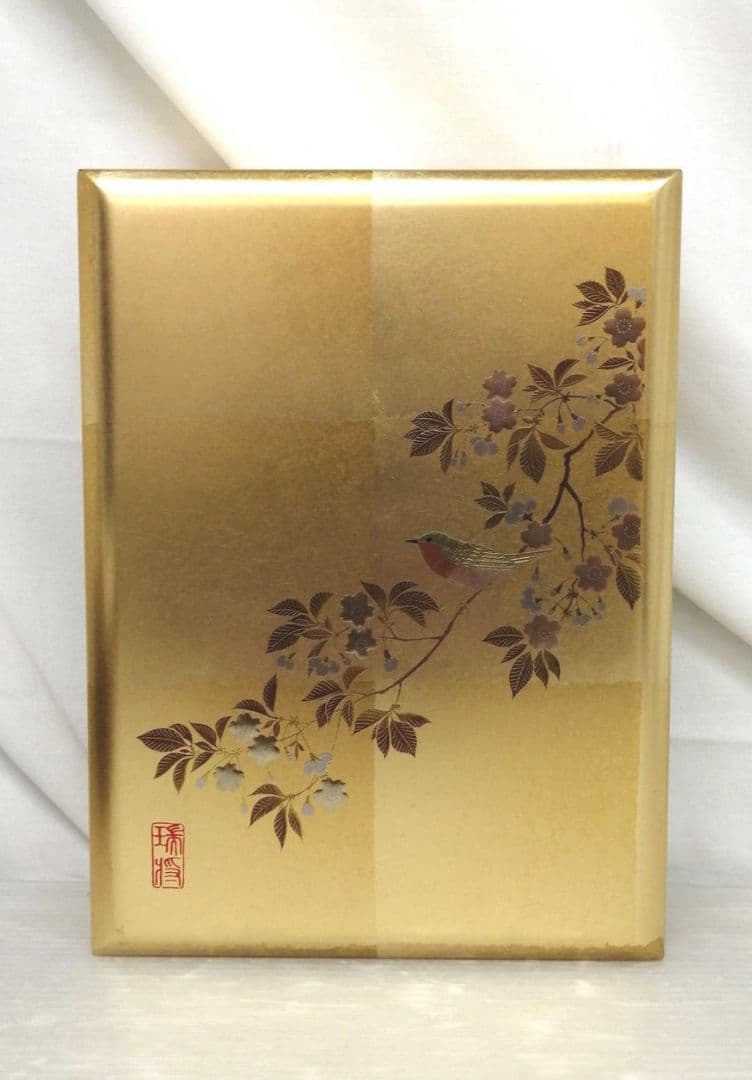 金沢金銀箔工芸 HAKUICHI 花見鳥 文箱　合口文庫