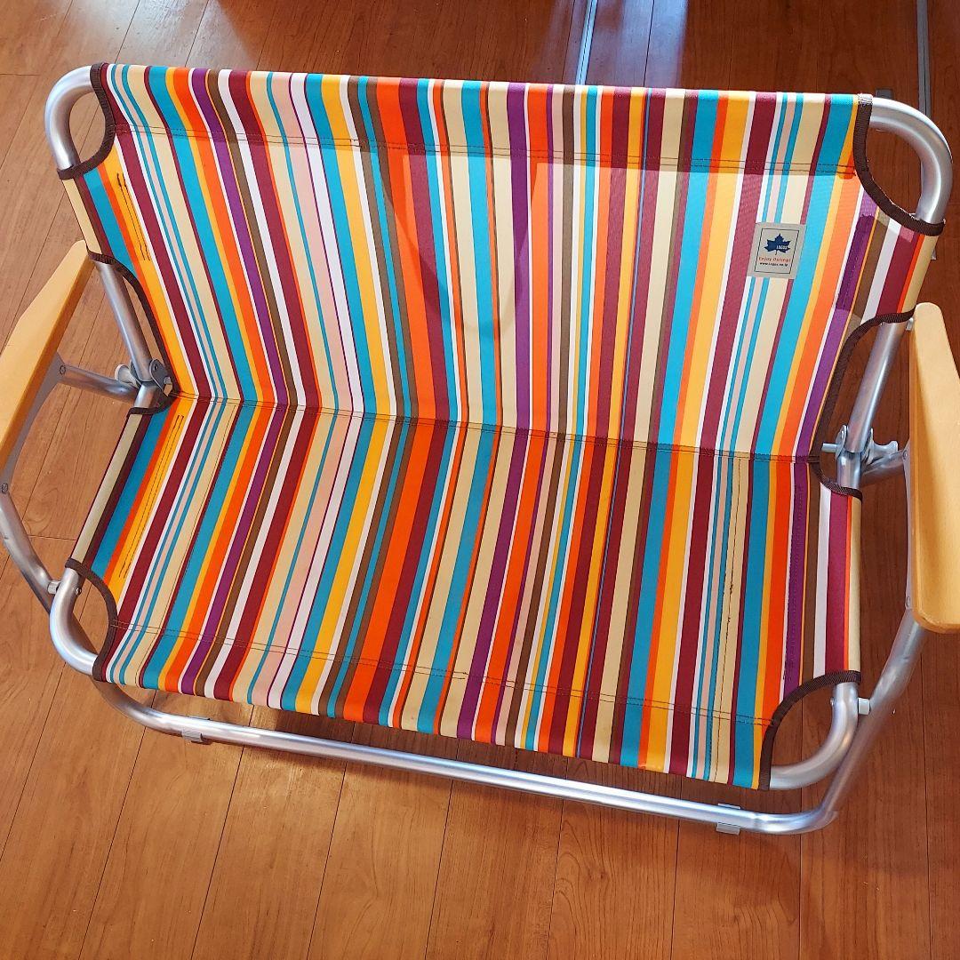 LOGOS ロゴス チェア for2-ST オレンジストライプ ベンチ 2人掛け