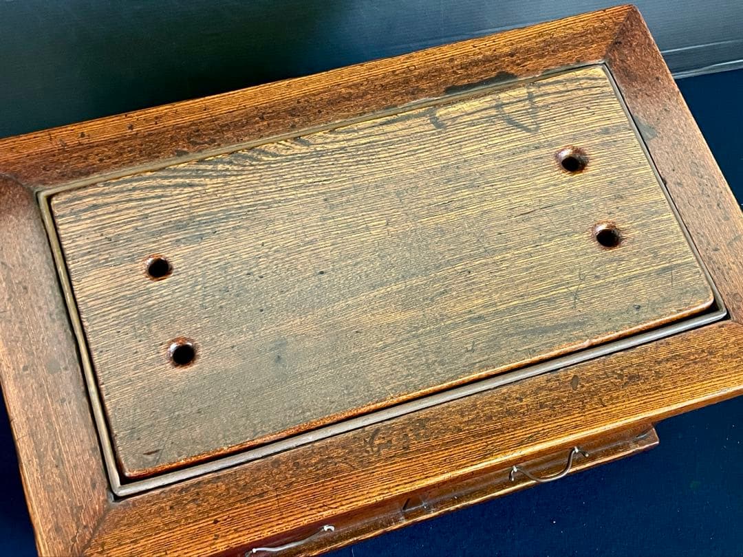 特価❣️「祖」 飴色小ぶり 欅 火鉢 銅板張 関西火鉢 江戸火鉢 （1027F火）