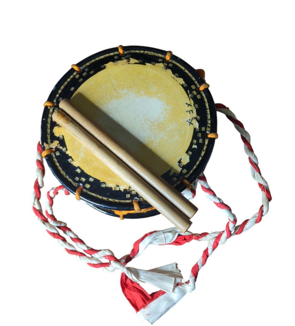 【希少】 締太鼓 紐締め バチ 2組 平太鼓 和太鼓 34.5cm