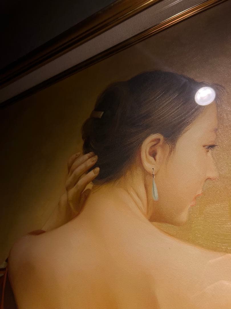 リアリズム　肉筆油彩画　【美人画】　作者不詳