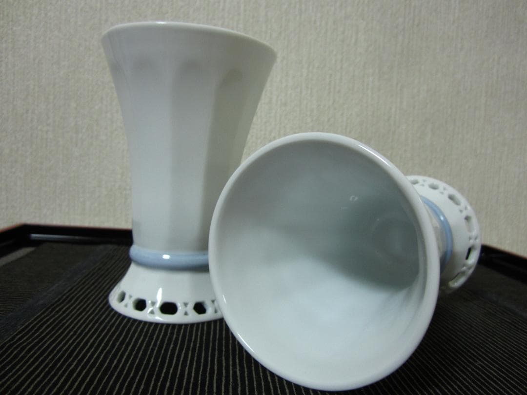 ６点◆平戸焼 三川内焼◆十四代 玉泉作◆冷茶・焼酎・ビールグラス②茶托②盛皿②