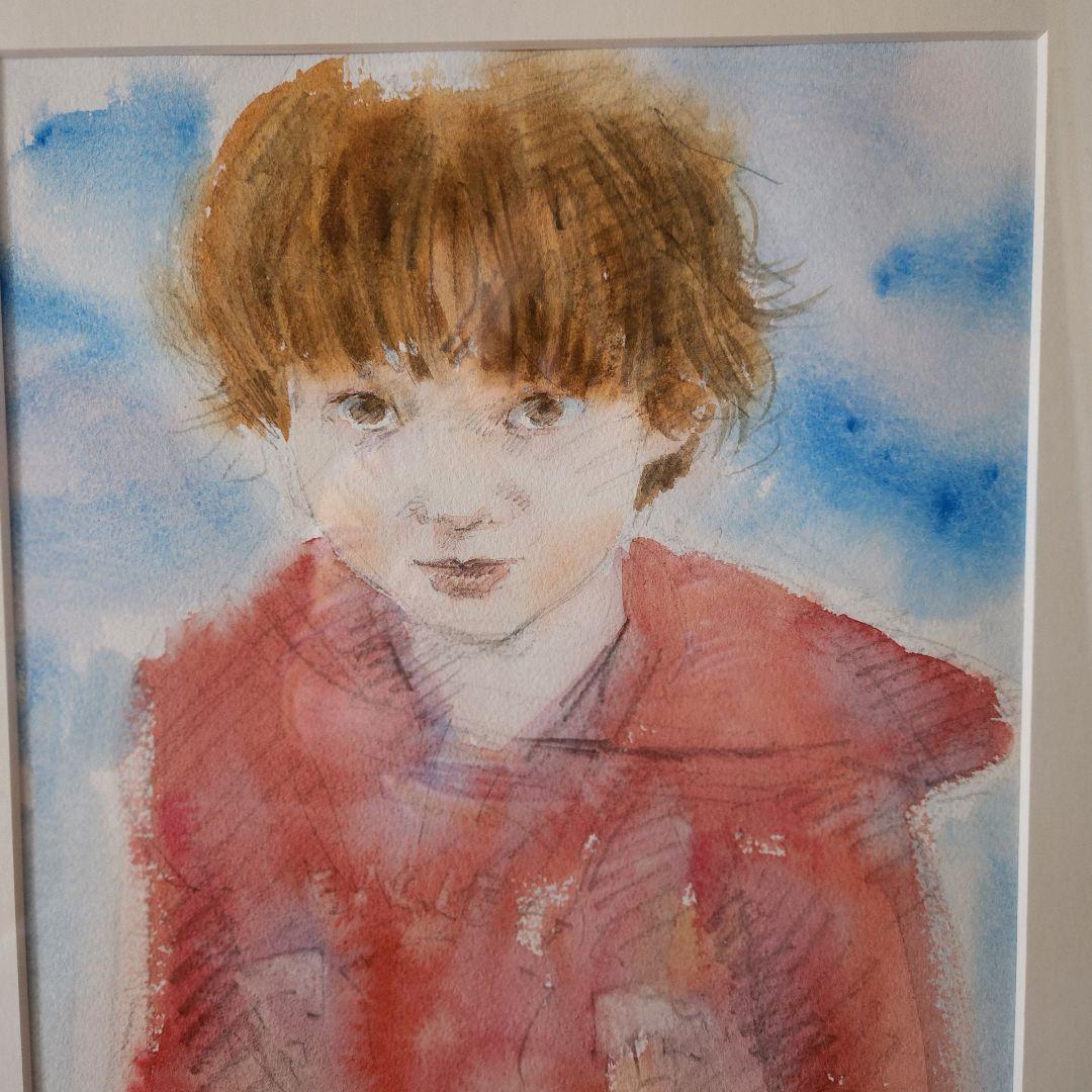 星谷つとむ 水彩画 ブルックリンの少年 【美品】