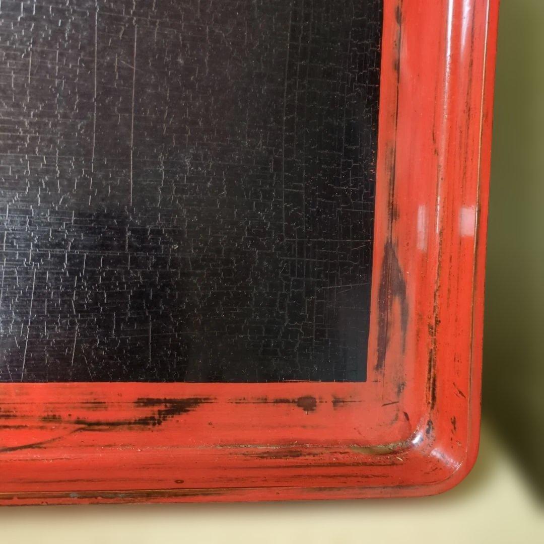 骨董　お盆　お膳　木製　漆器　あけぼの　トレイ　角盆　5つ