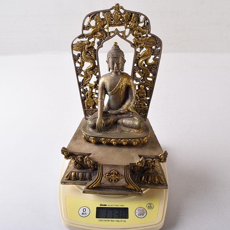 仏教美術　古銅塗金　チベット仏　仏像　置物　V　7815