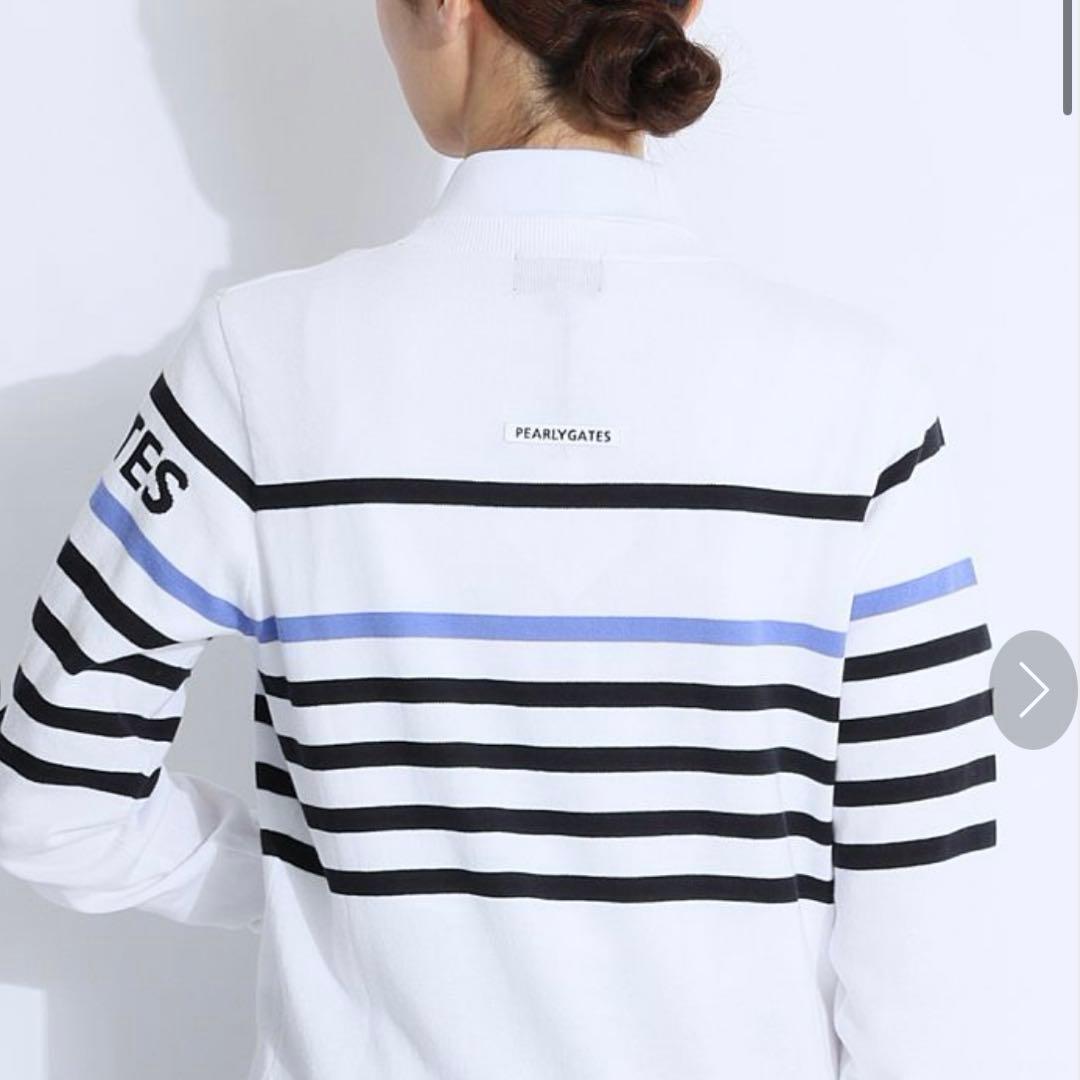 パーリーゲイツ☆新品 配色ボーダーコットンクルーネックニット