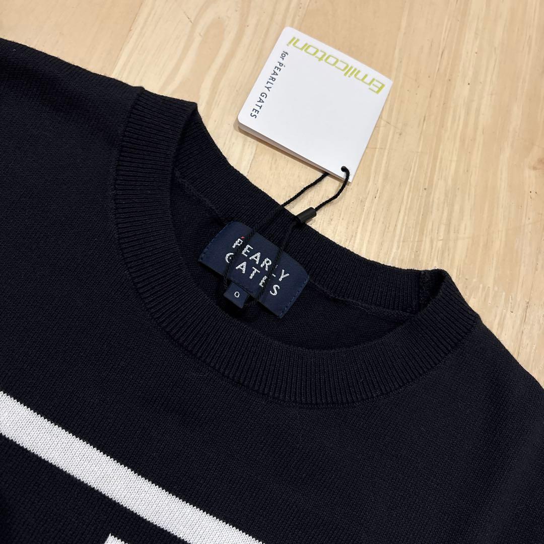 パーリーゲイツ☆新品 配色ボーダーコットンクルーネックニット