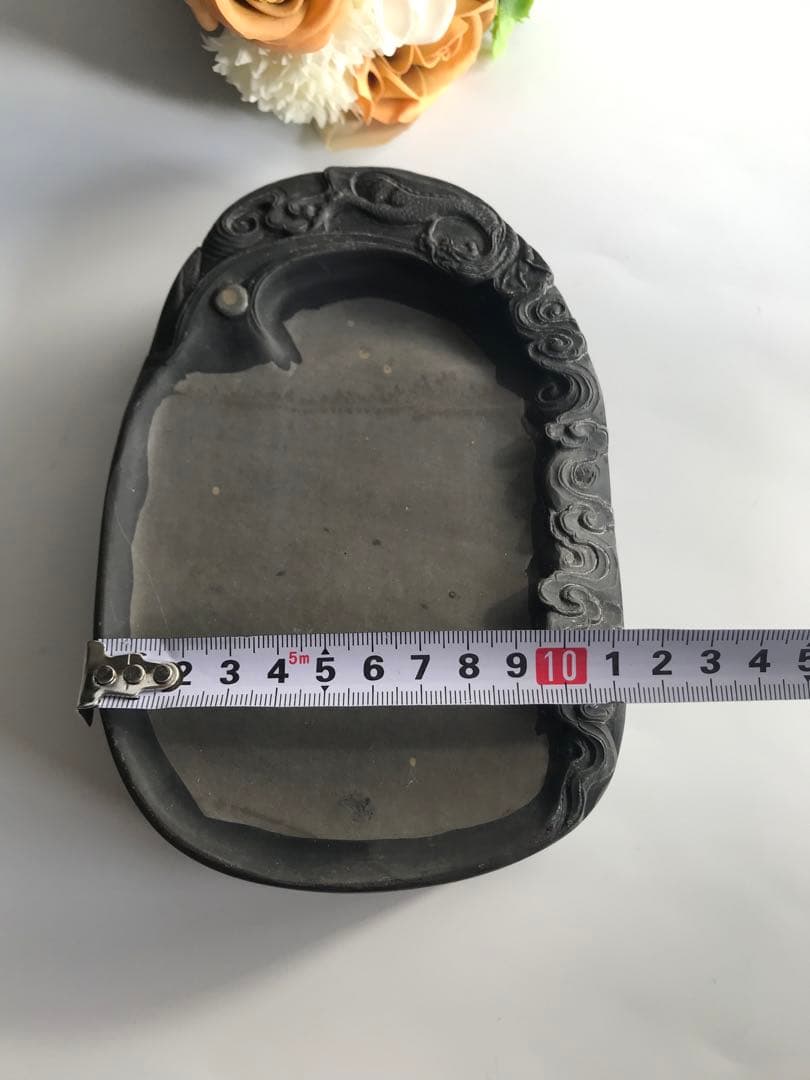 中国美術 端渓硯　雲龍彫刻　石眼 箱入 文房四宝 コレクション