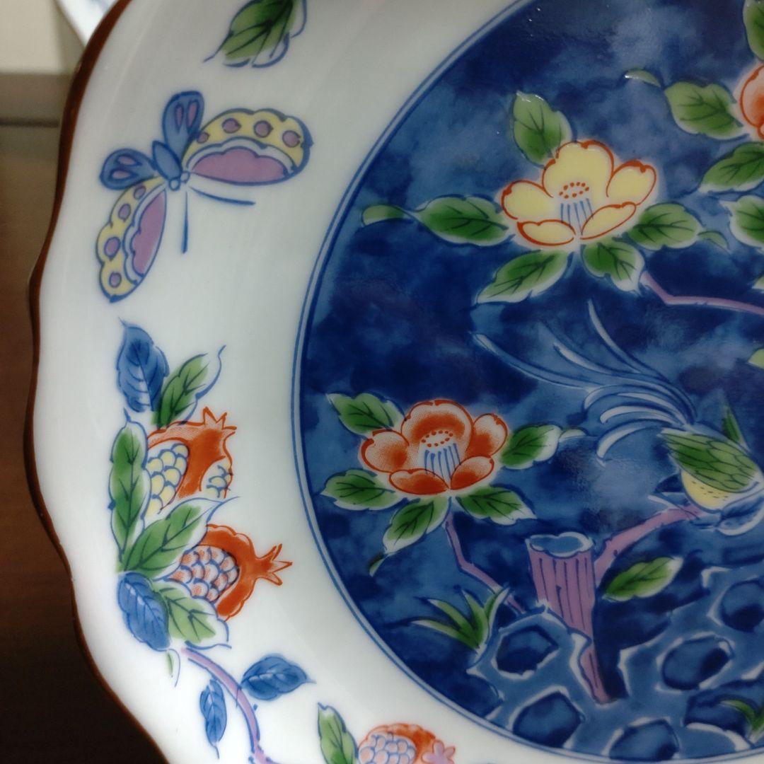 【庫山窯】花縁花鳥図中皿　銘々皿五客揃い