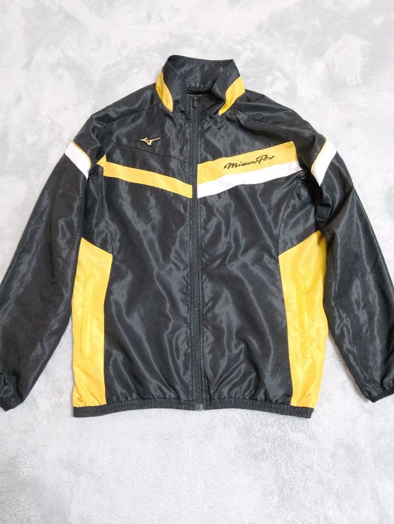 MizunoProミズノプロ ナイロンフルジッパー ジャケット 黒金Oサイズ上下